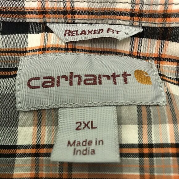 Carhartt Relaxed Men's 2XL Shirt Multicolor Chambray Plaid LS Pocket Button Down - Picture 7 of 12